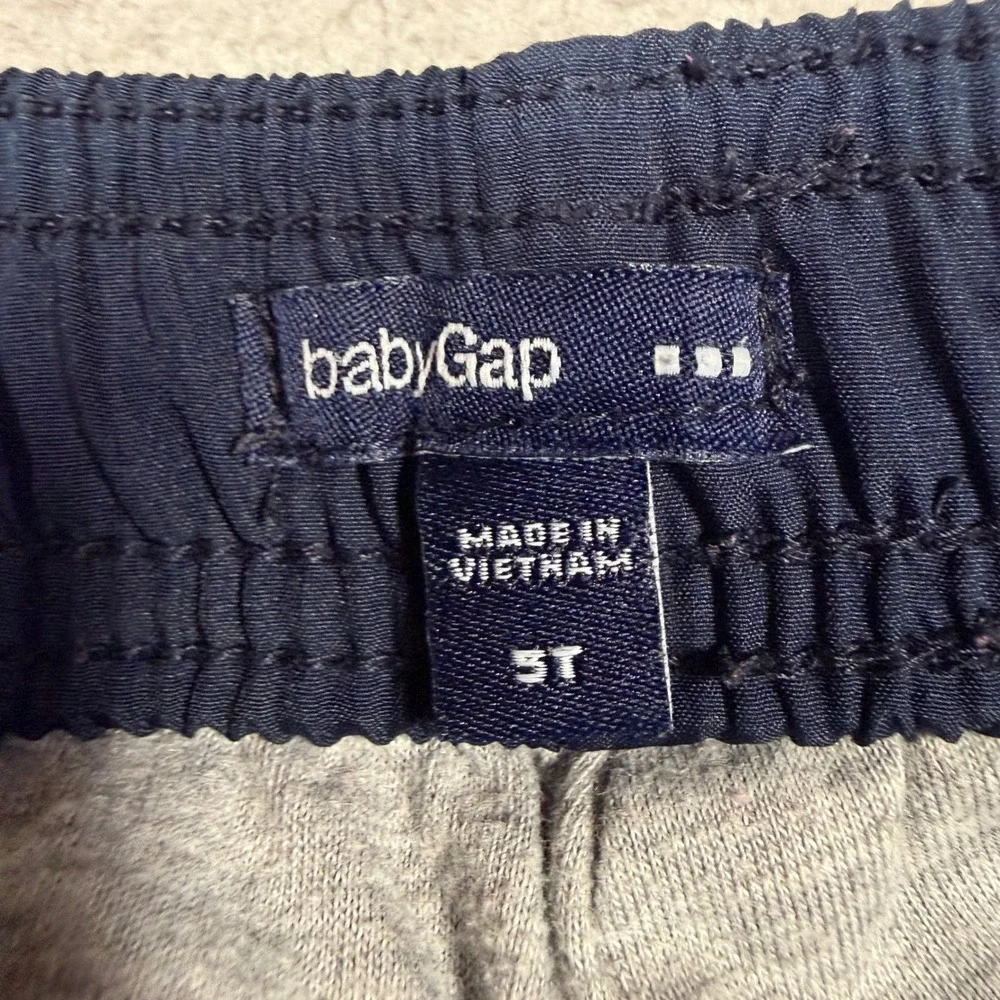 Vintage Y2K Baby Gap Track Pants Toddler 3T Navy Blue Striped Athletic Lined